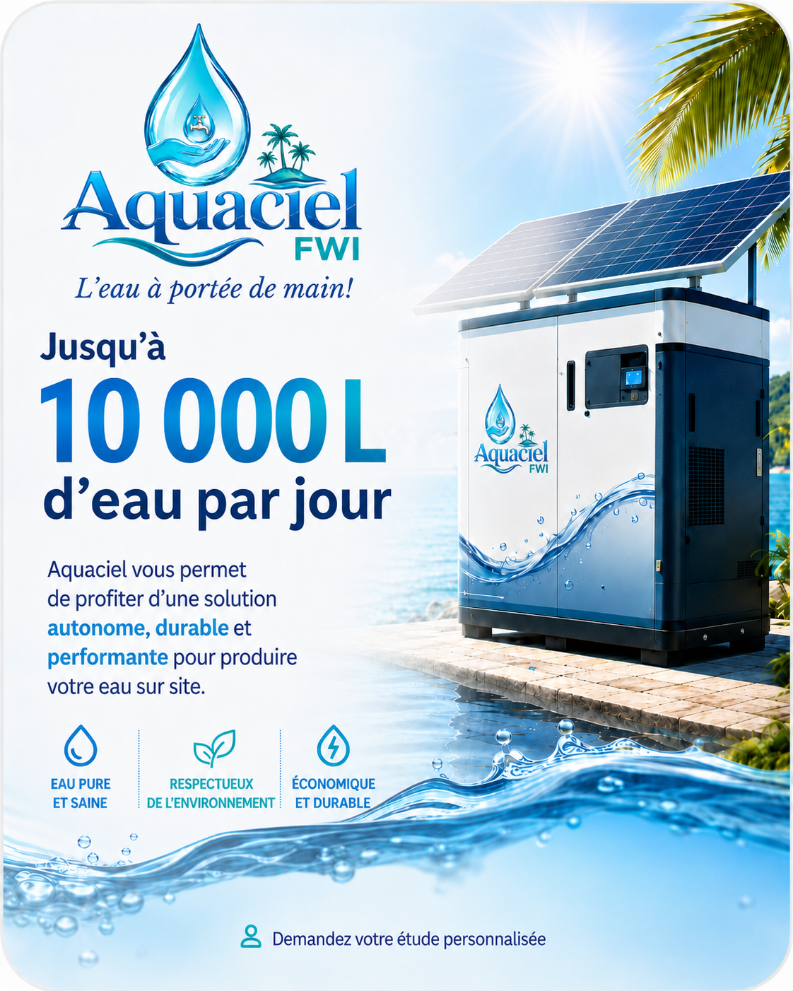 Aquaciel FWI - jusqu’à 10 000 L d’eau par jour avec l’énergie solaire
